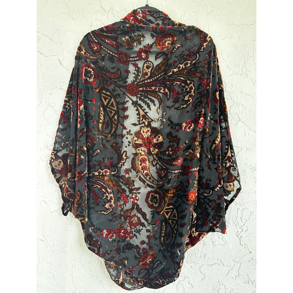 Cocoon Sheer Burnout Velvet Paisley Kimono Wrap Whimsigoth Festival One Size